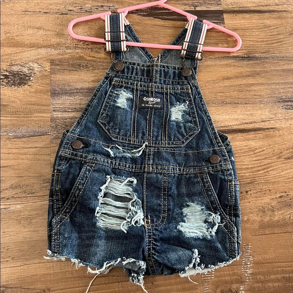 Distressed overalls